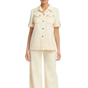 Tory Burch SS19 Runway Cotton Twill Safari Shirt w Cargo Pockets Snap Closure 8